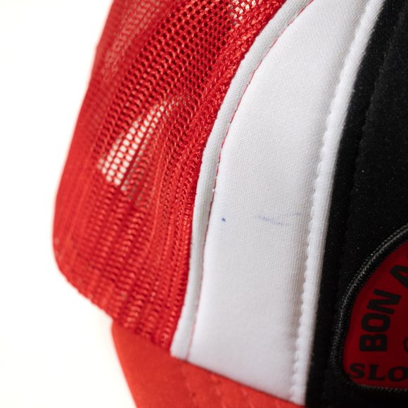 Vintage Snapback Softball Hat Cap Mesh Slowpitch 80's Red White Black - Picture 12 of 12